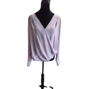Halogen Lilac Wrap Blouse Size Small Long Sleeve V Neck Lightweight